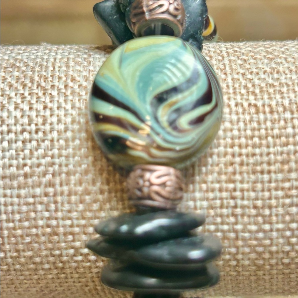 Handmade Boho Bracelet & Earrings Set | Earthy Green - Picture 4 of 4